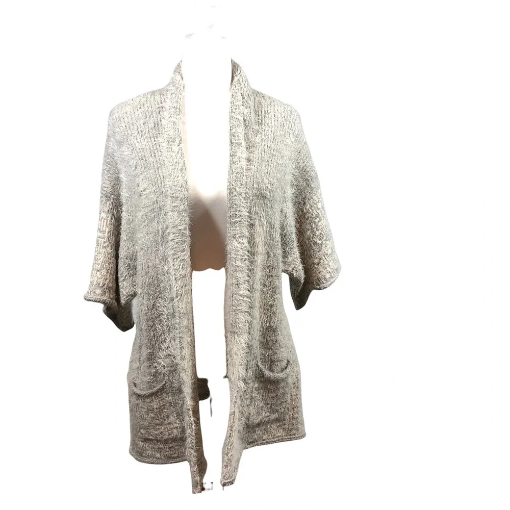 Easel Cardigan Womens‎ S Open Ombré Long Boho Slouchy Boyfriend Neutral Eyelash